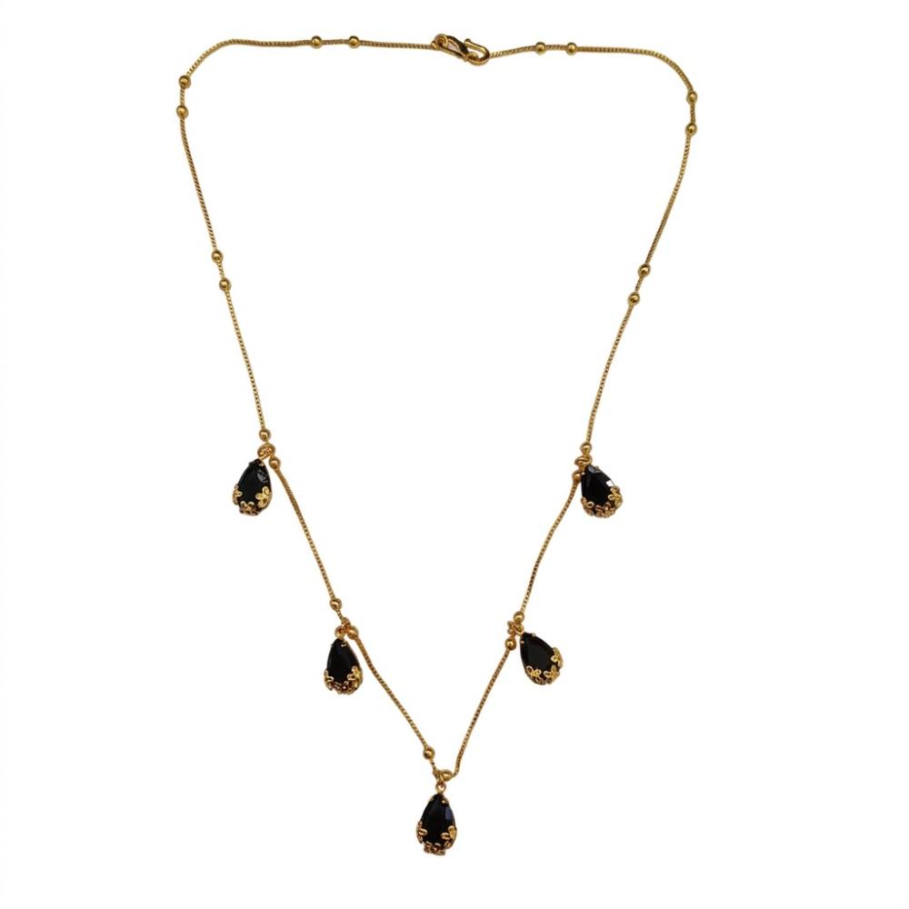 Urthn Minimal Gold Chain Necklace with Crystal Drop Charms (Set of 3)