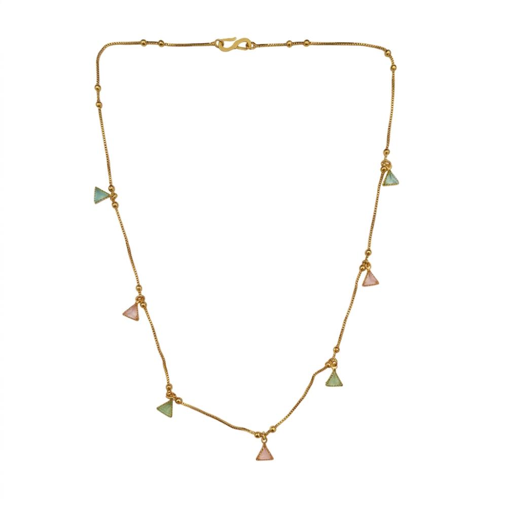 Urthn Minimal Gold Chain Necklace with Crystal Drop Charms (Set of 3)