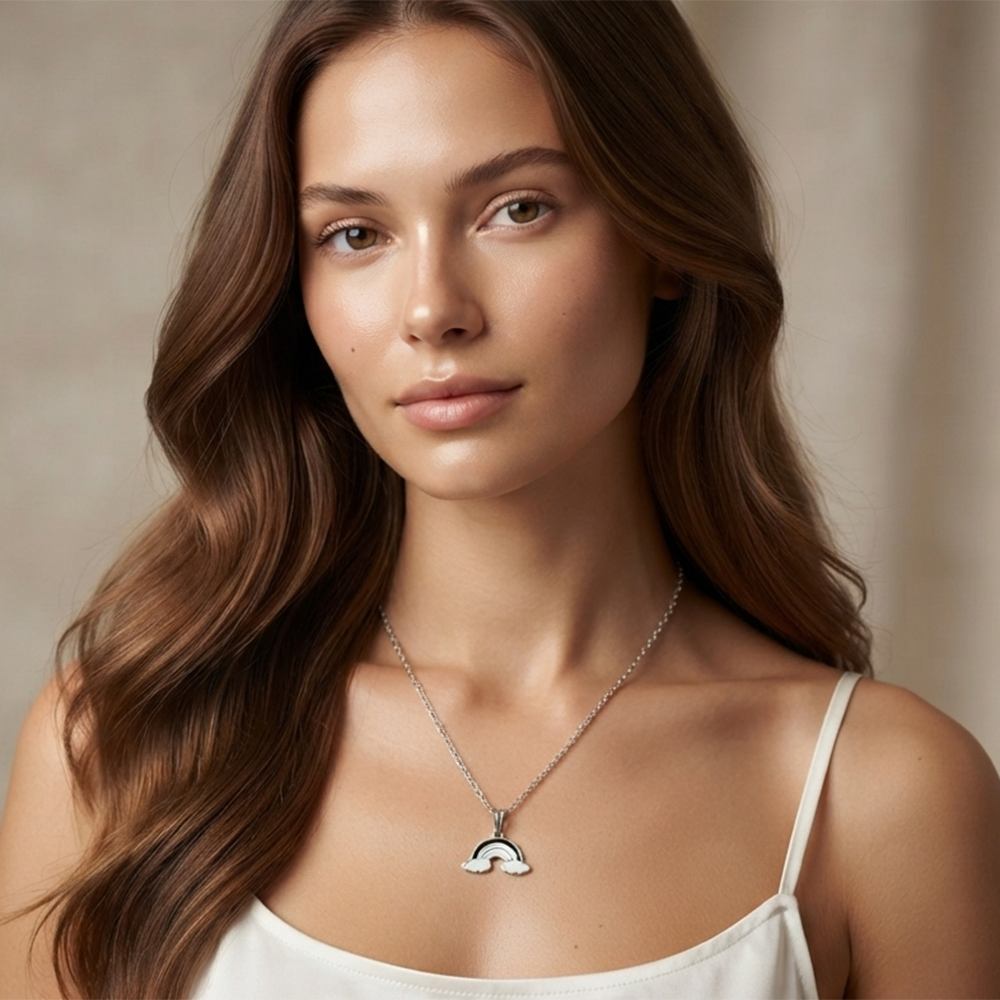 Urthn Graceful Rainbow Shape Meenakari Chain Pendant | Designer Jewellery for Women - 1205095G(Pack Of 12)