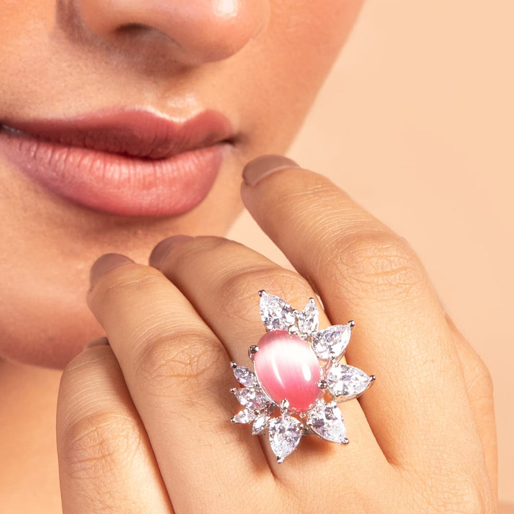 BK Fashion Silver Plated AD Stone Finger Rings