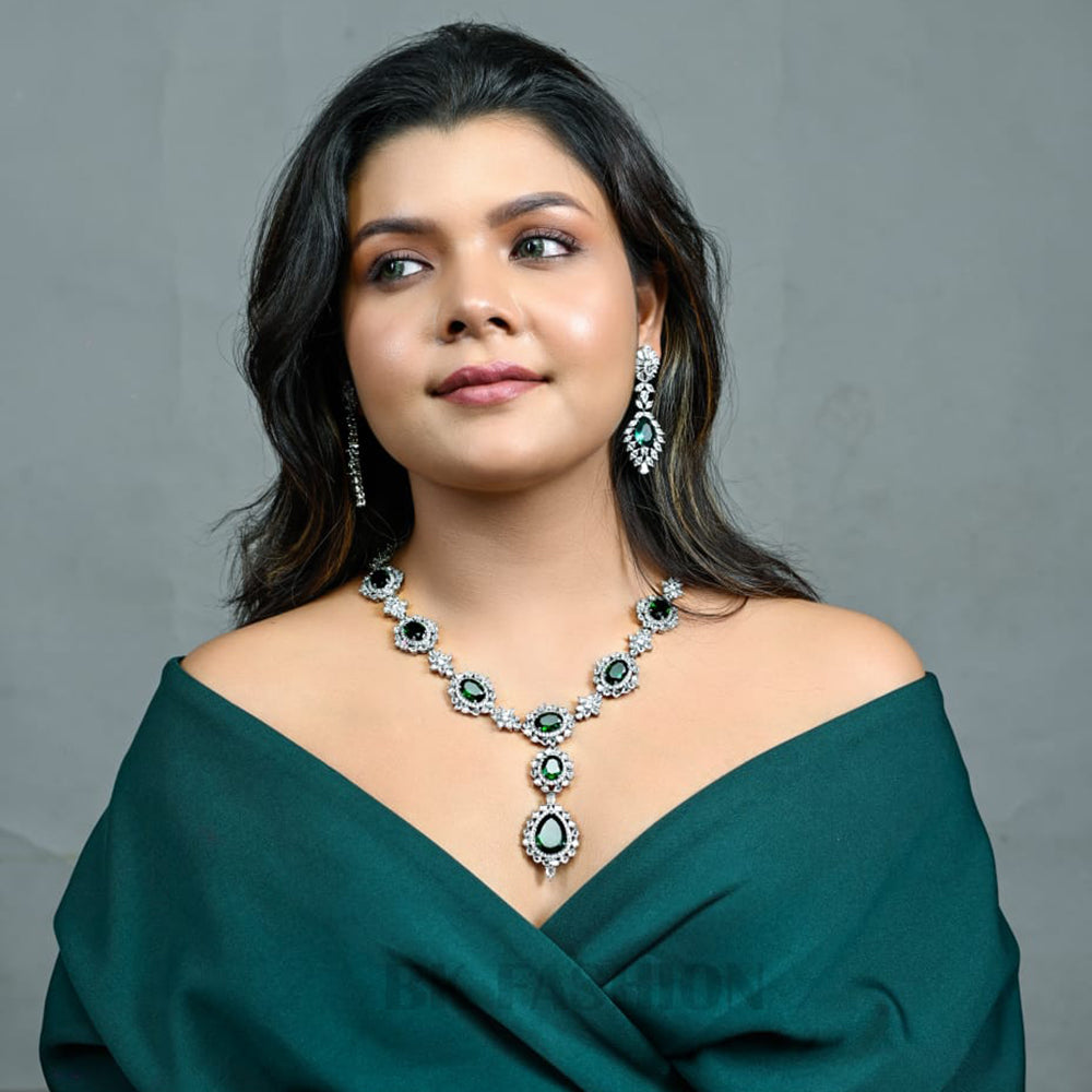Stone Necklace For Saree Nita Ambani Inspired Double Stone Emerald