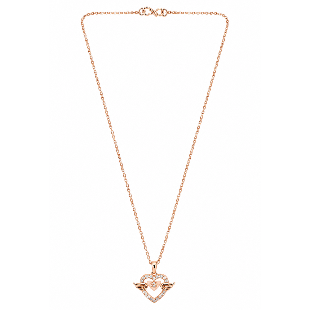 Urthn Stylish Rose Gold Plated Floating American Diamond Pendant Necklace(Pack of 3)
