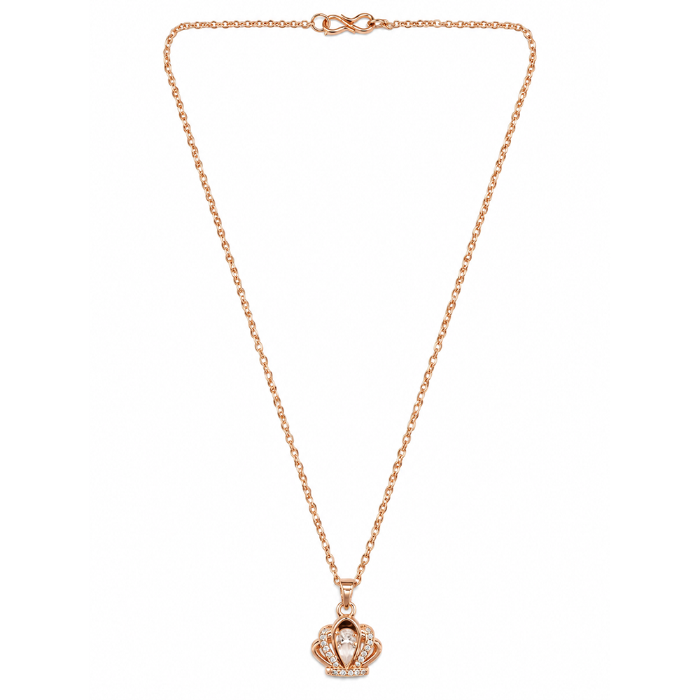 Urthn Stylish Rose Gold Plated Floating American Diamond Pendant Necklace(Pack of 3)