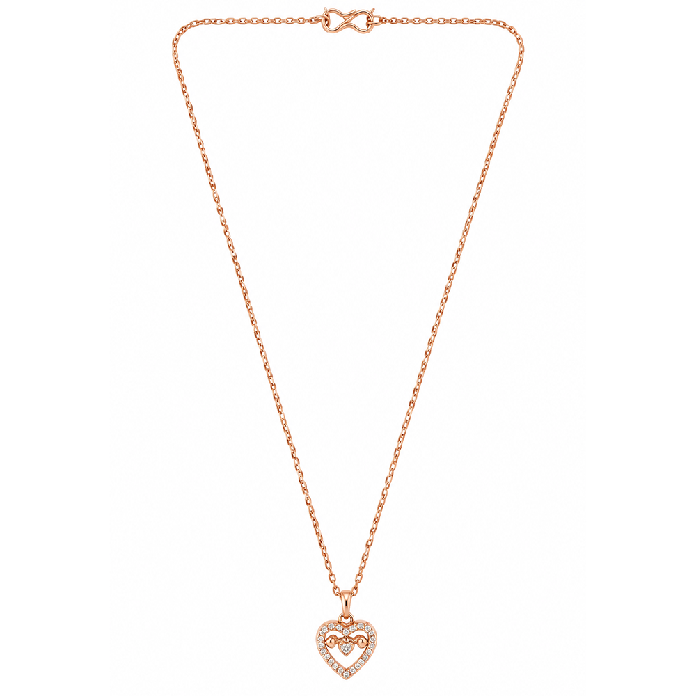 Urthn Stylish Rose Gold Plated Floating American Diamond Pendant Necklace(Pack of 3)