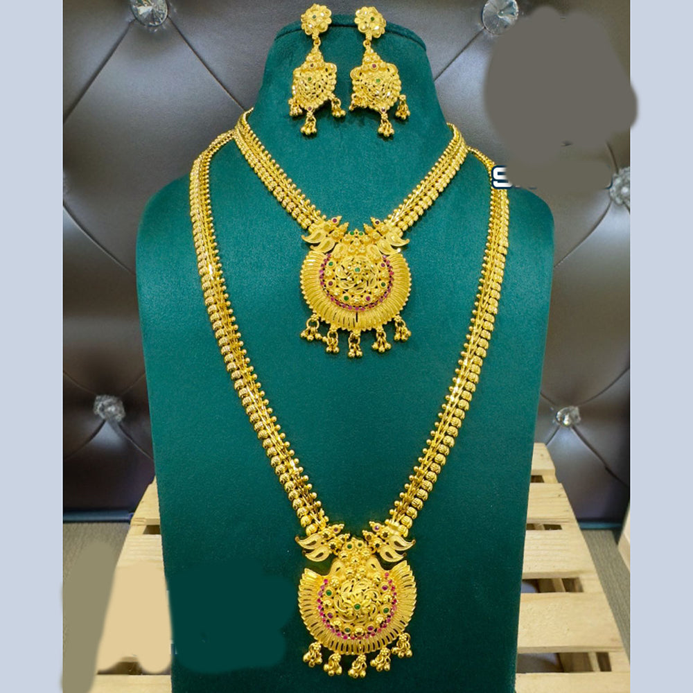 Siara Collections Forming Gold Plated Double Necklace Set