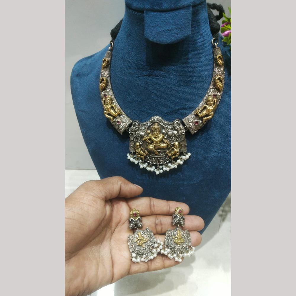 JCM 2 Tone Pota Stone Necklace Set