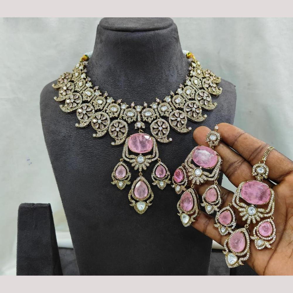 JCM Gold Plated American Diamond Necklace Set