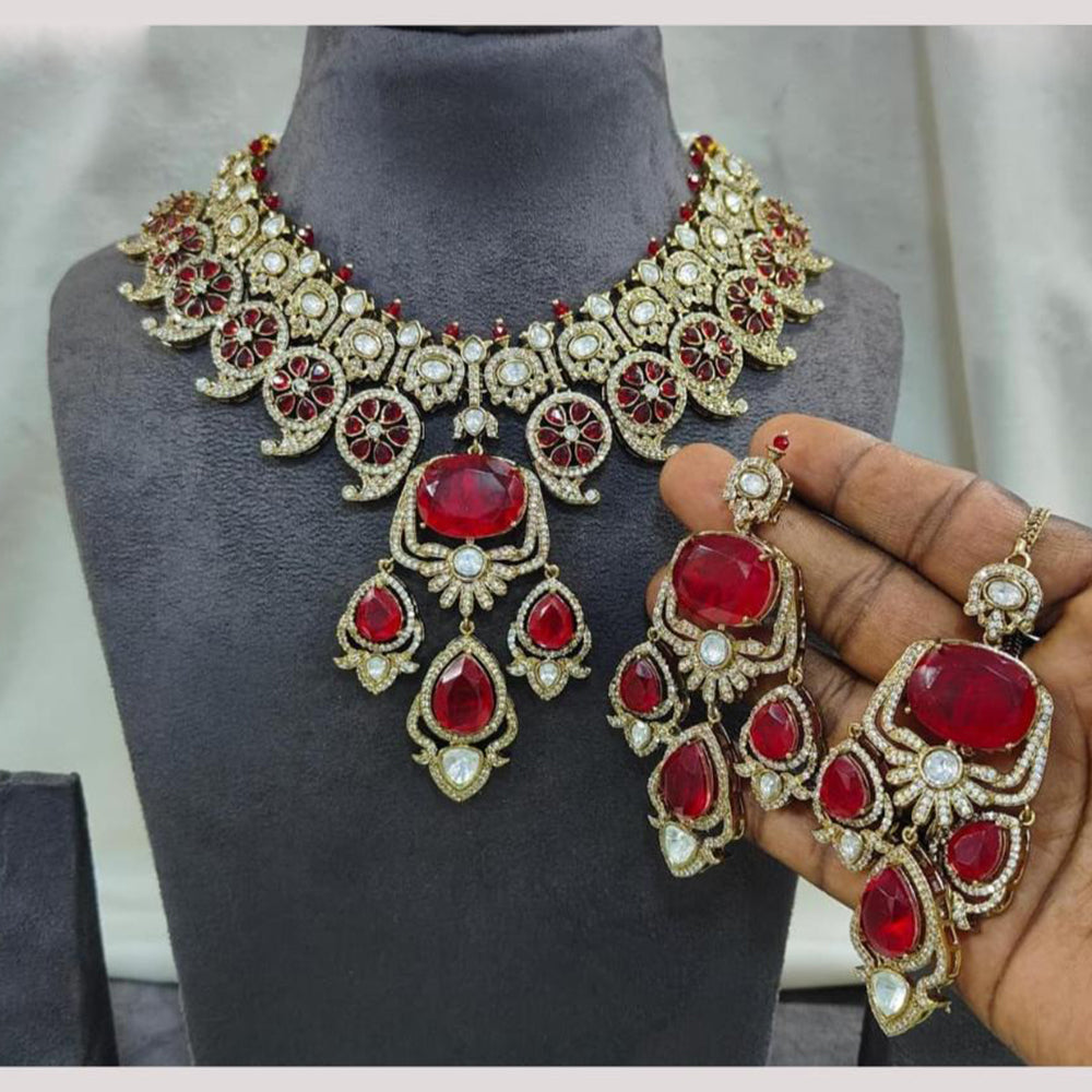 JCM Gold Plated American Diamond Necklace Set