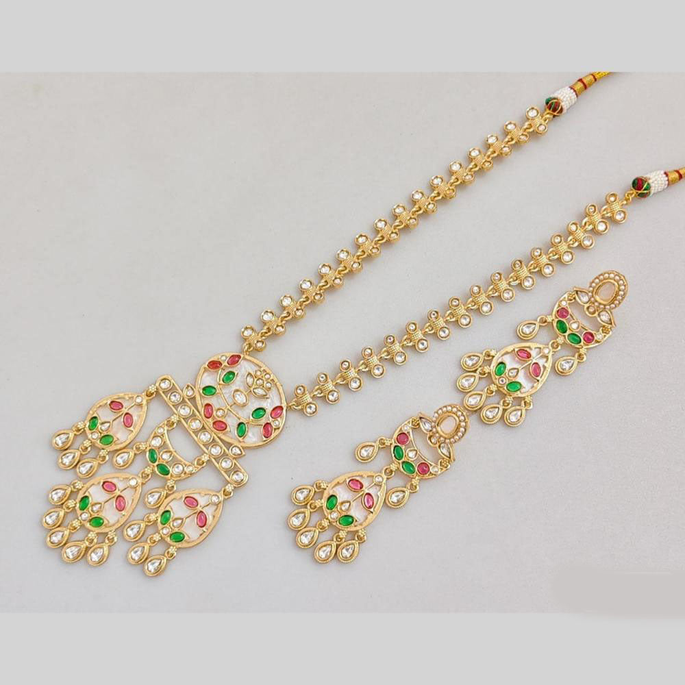 JCM Gold Plated Pota Stone Long Neckalce Set