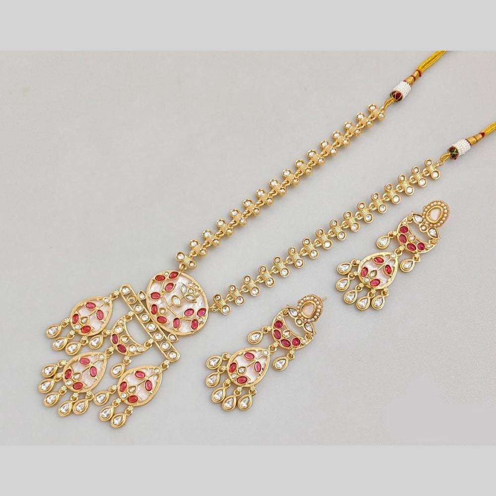 JCM Gold Plated Pota Stone Long Neckalce Set