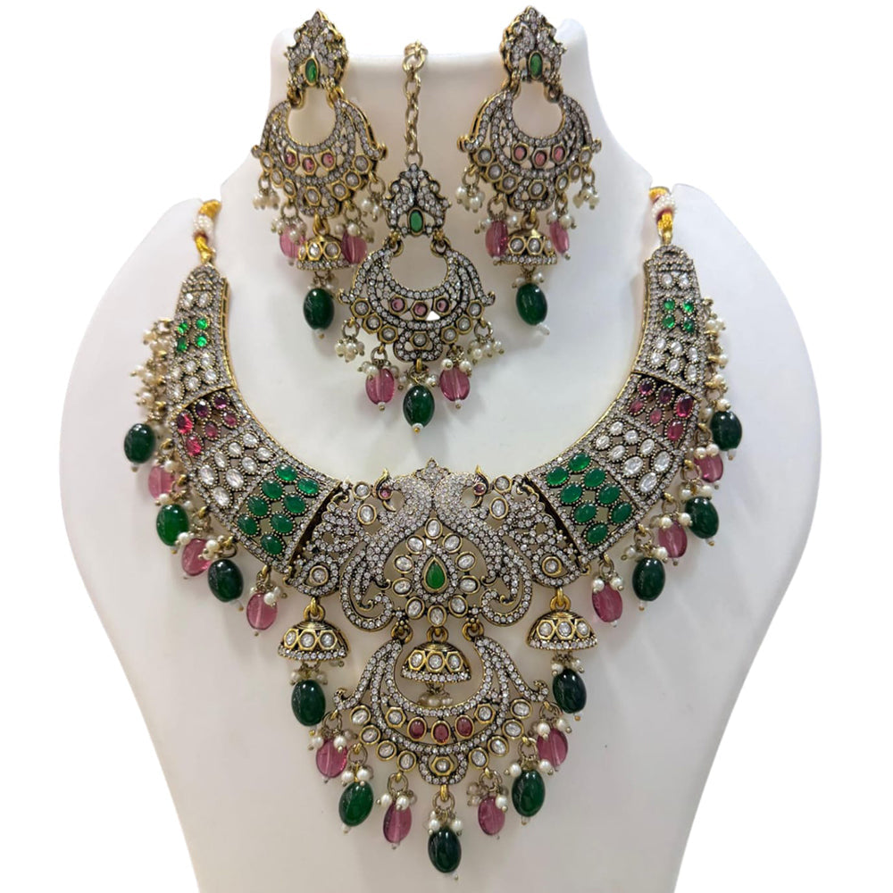 JCM Gold Plated Pota Stone And Beads Necklace Set