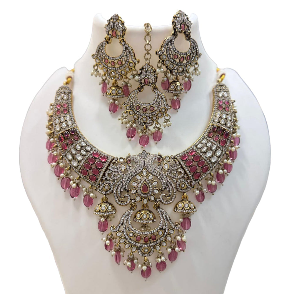 JCM Gold Plated Pota Stone And Beads Necklace Set