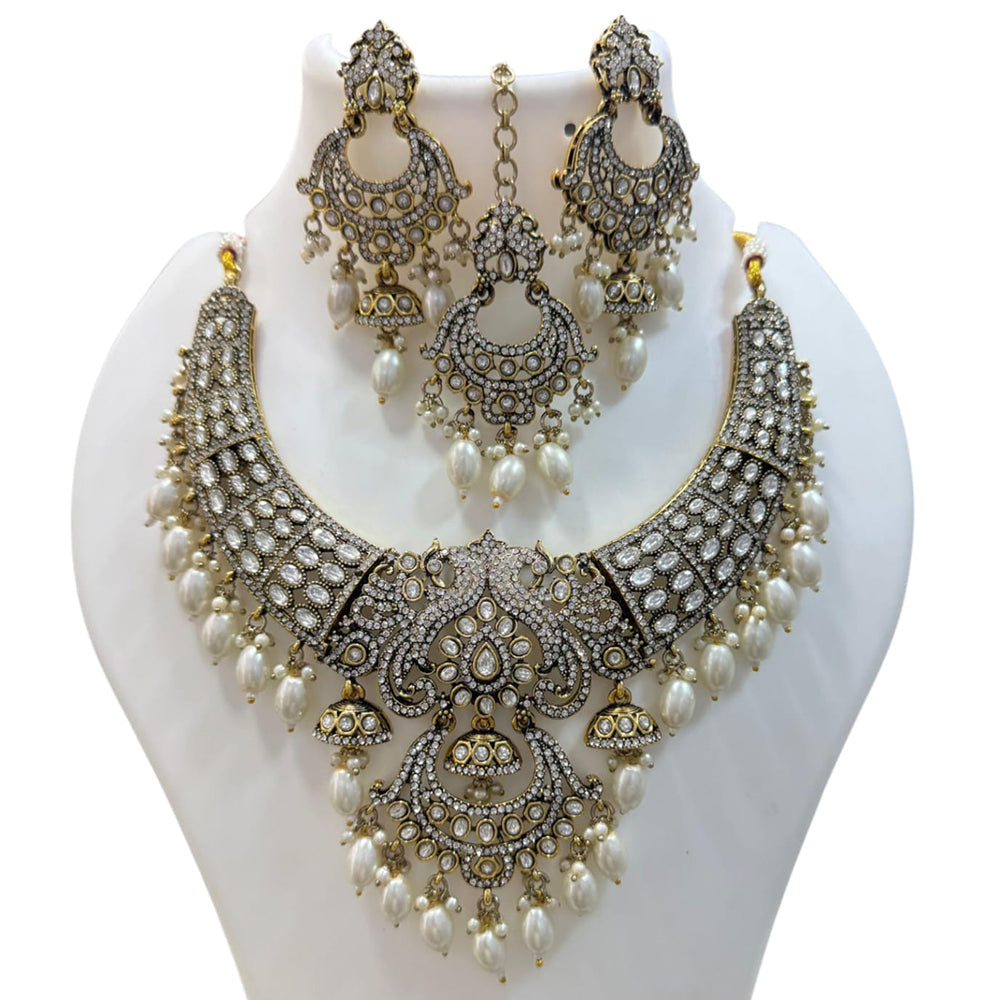 JCM Gold Plated Pota Stone And Beads Necklace Set