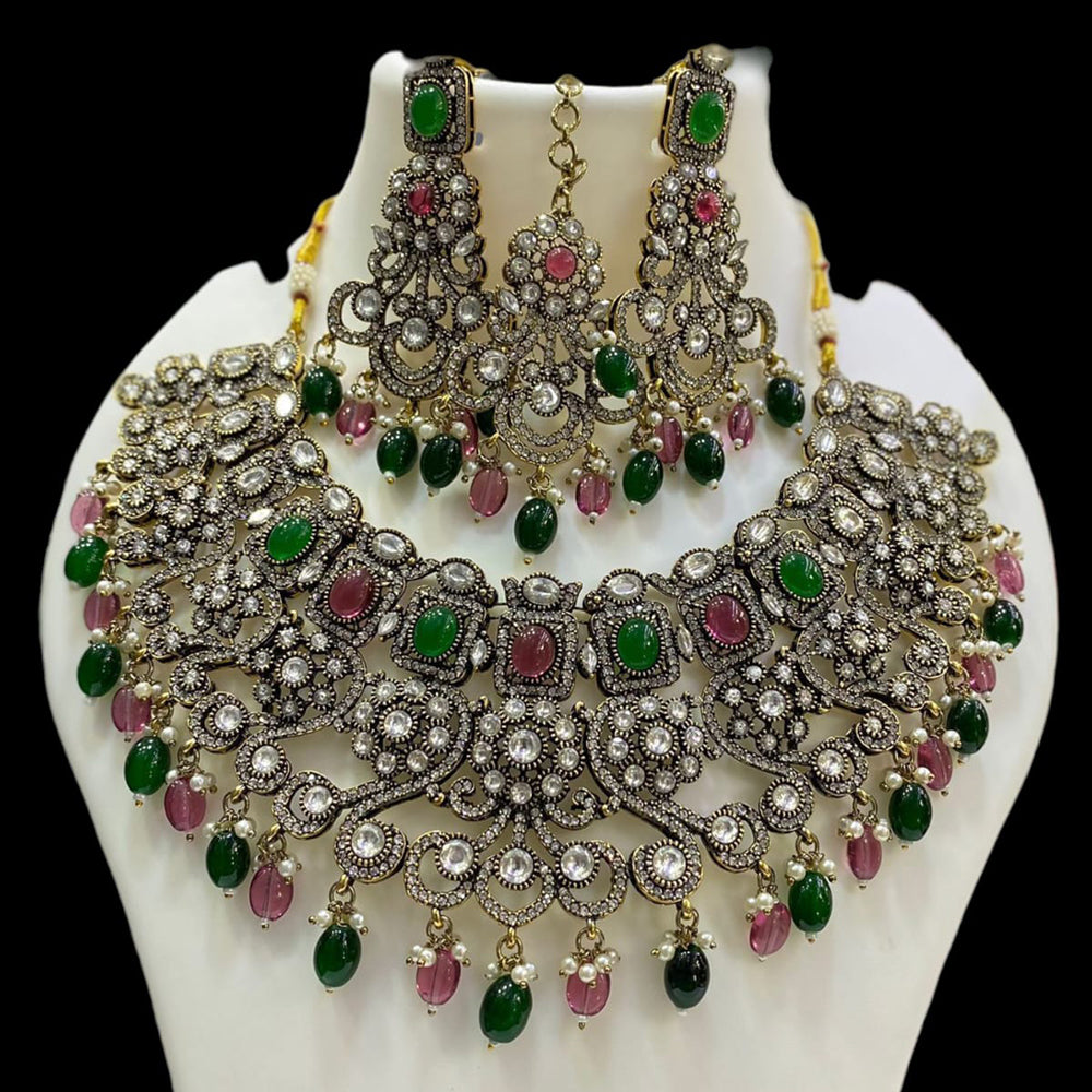 JCM Gold Plated Pota Stone And Beads Necklace Set