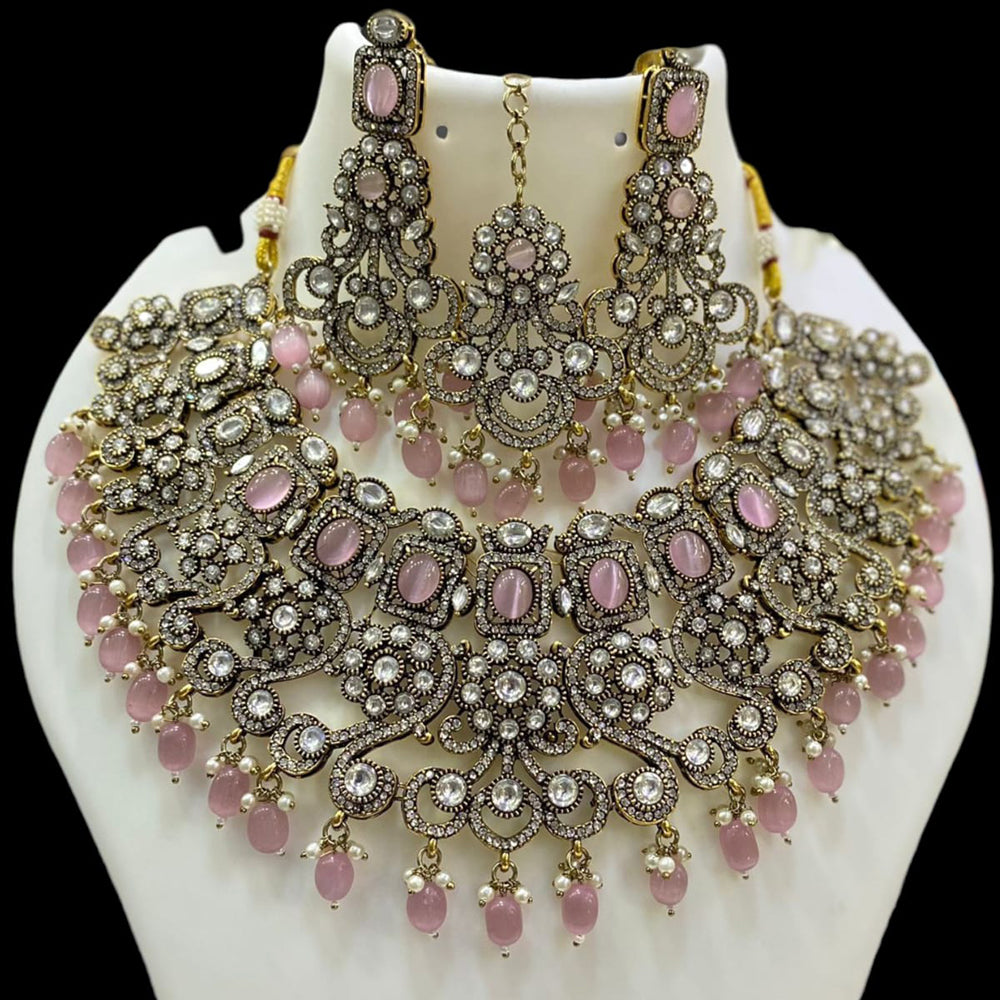 JCM Gold Plated Pota Stone And Beads Necklace Set