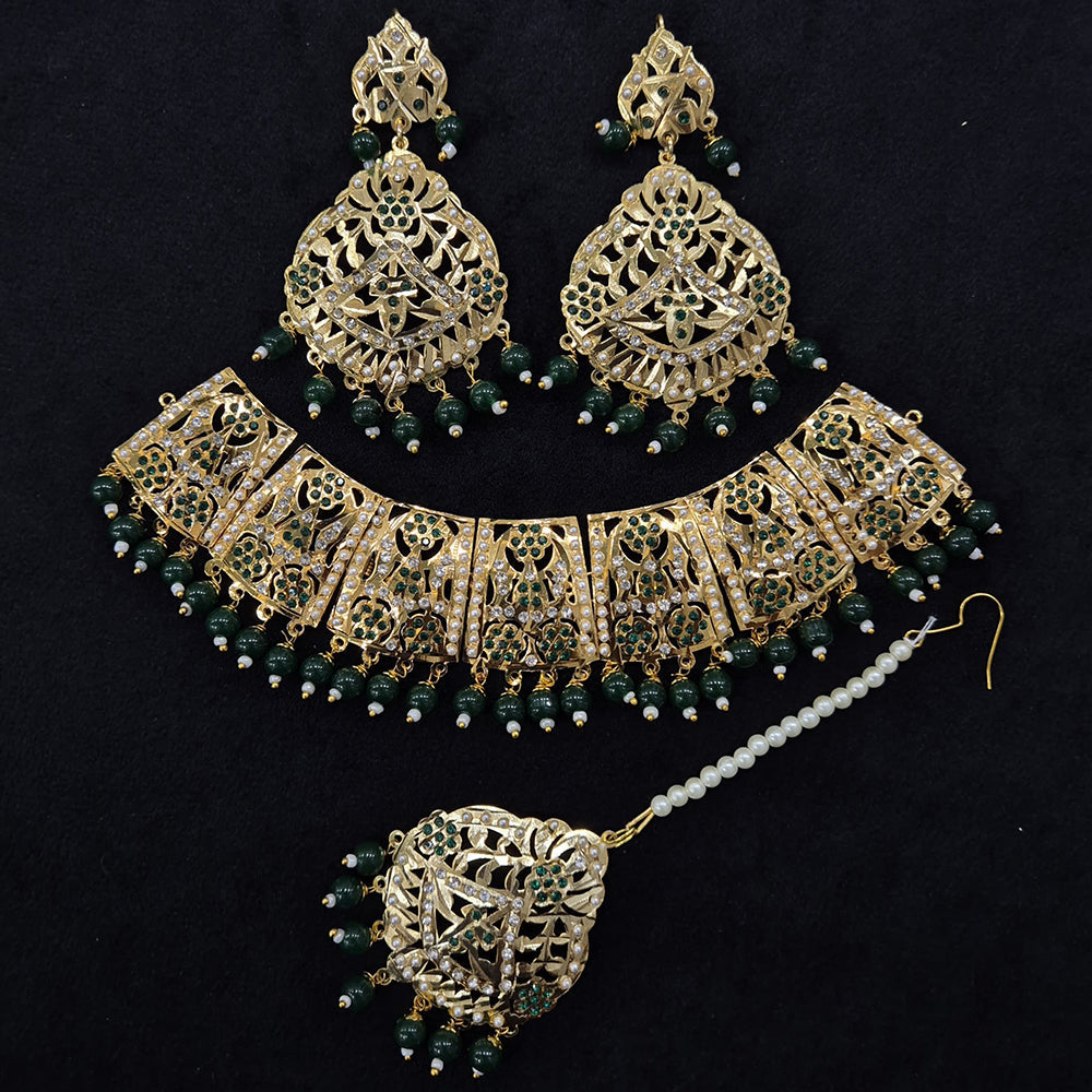 JCM Gold Plated Austrian Stone And Beads Necklace Set