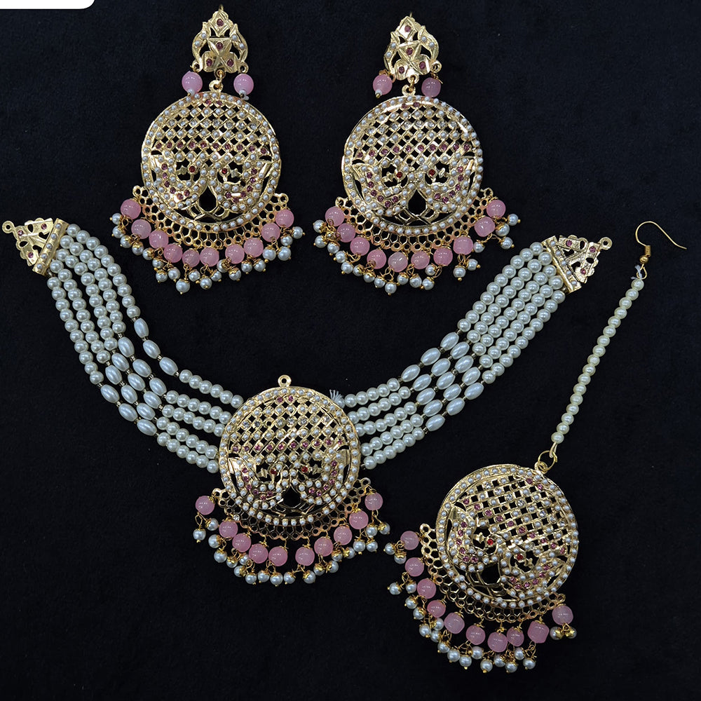 JCM Gold Plated Austrian Stone And Beads Necklace Set