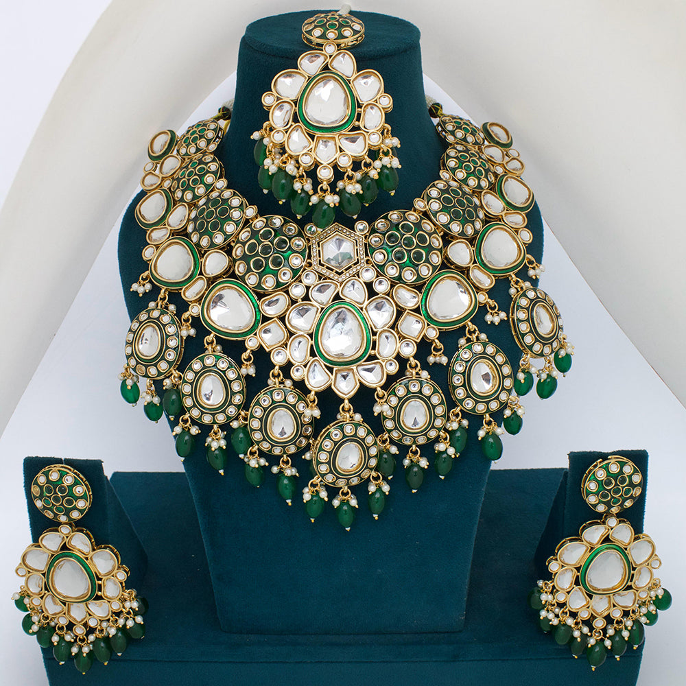 JCM Gold Plated Kundan Stone Necklace Set