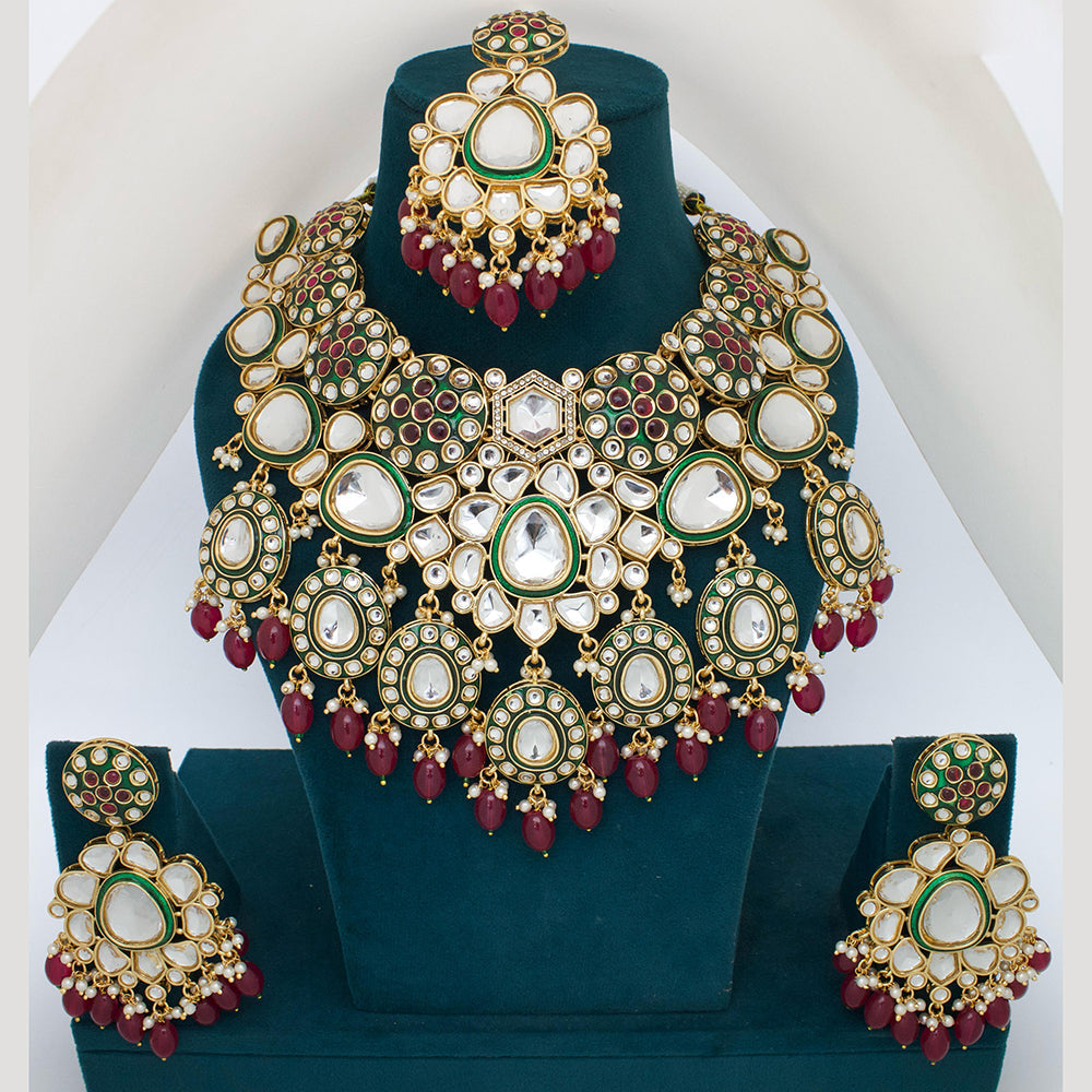 JCM Gold Plated Kundan Stone Necklace Set