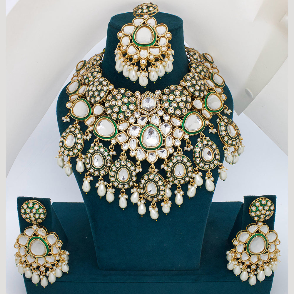 JCM Gold Plated Kundan Stone Necklace Set