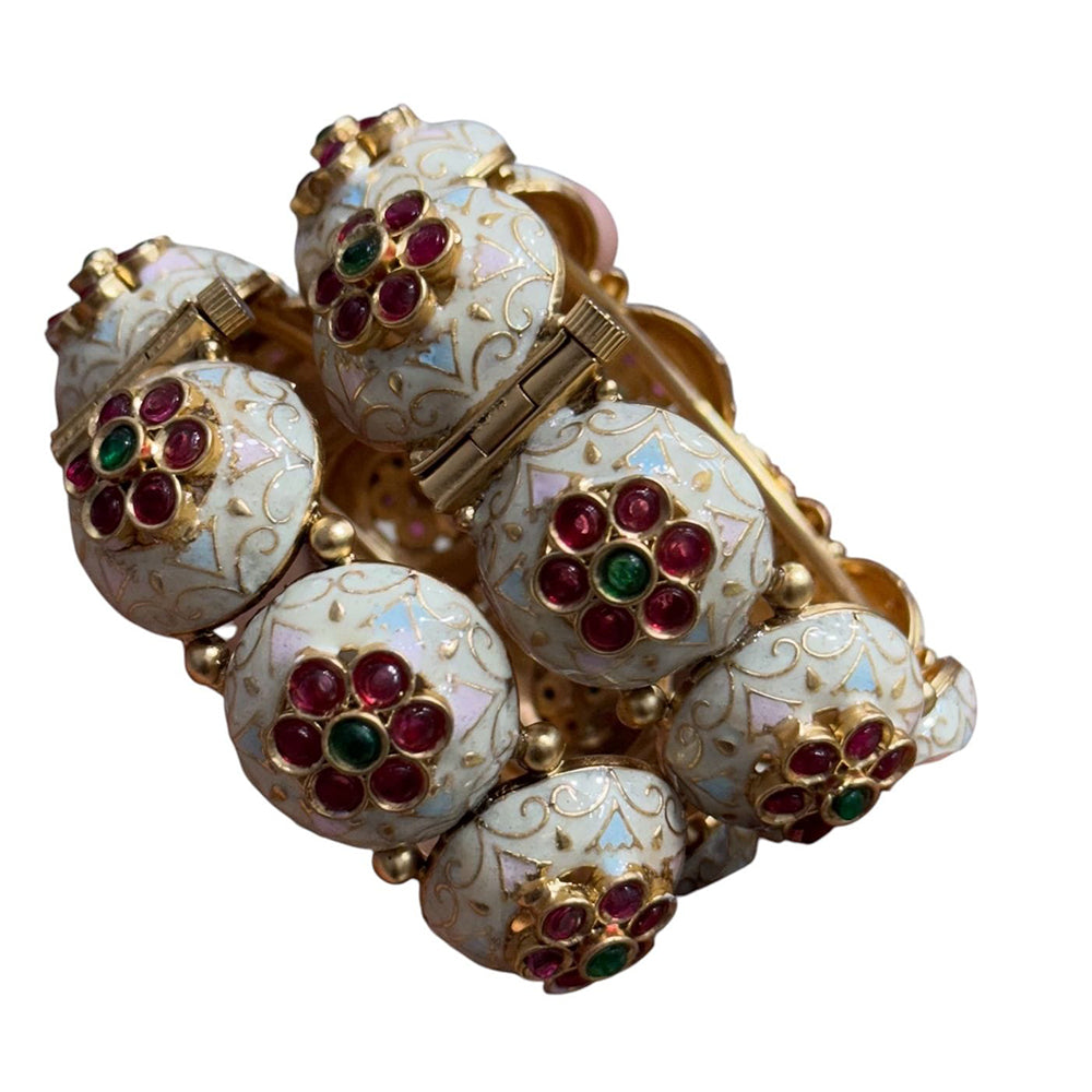 JCM Gold Plated Pota Stone Openable Bangle Set