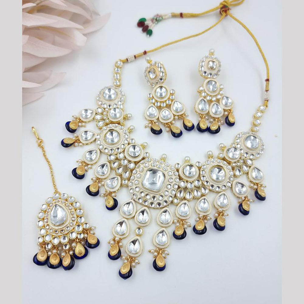 JCM Gold Plated Kundan Stone Meenakari Necklace Set