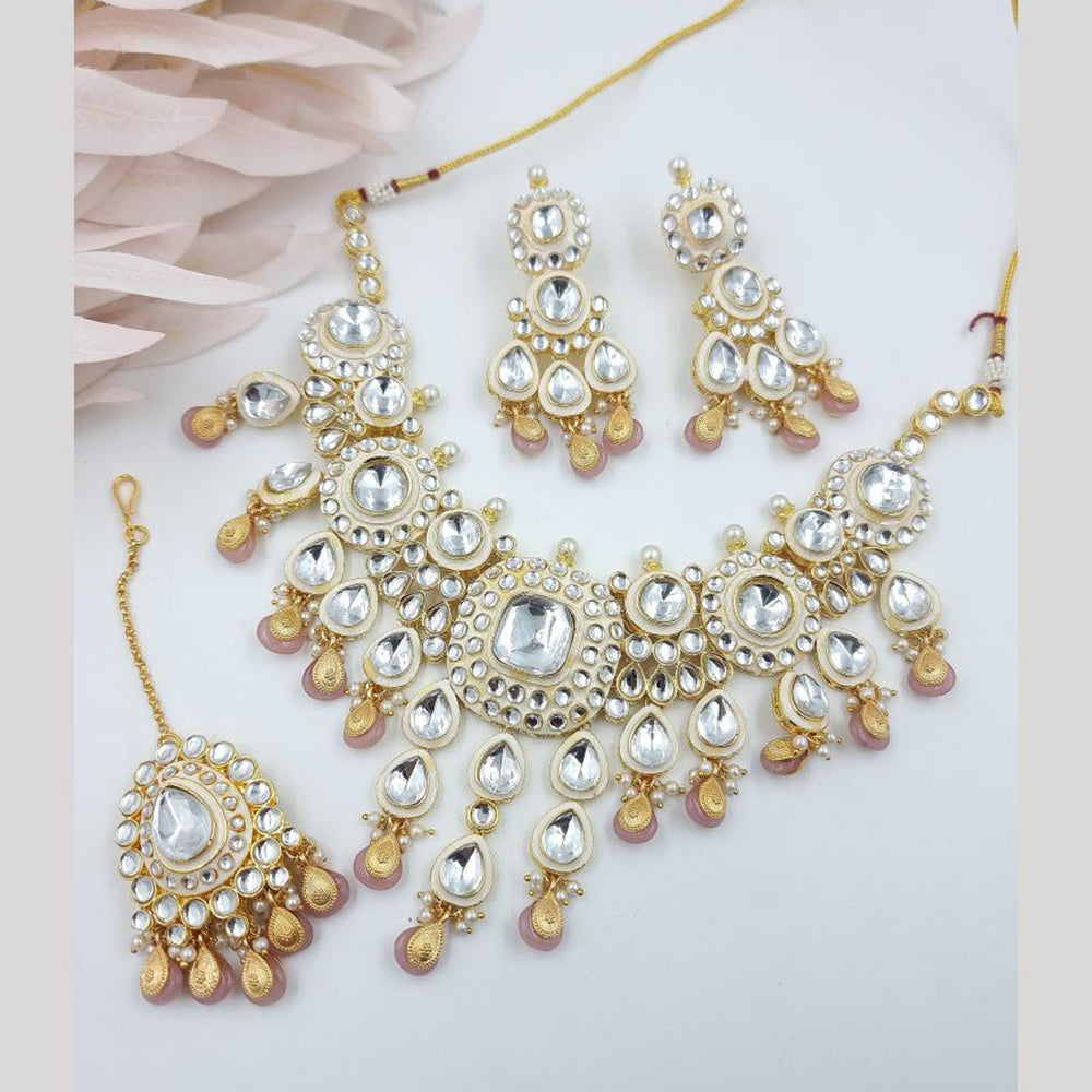 JCM Gold Plated Kundan Stone Meenakari Necklace Set