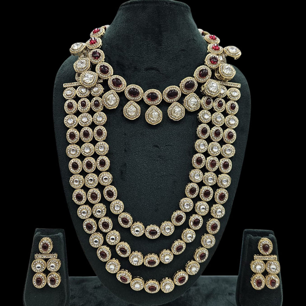 JCM Gold Plated Pota Stone Double Necklace Set