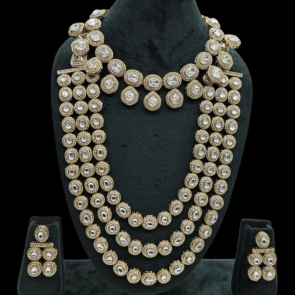 JCM Gold Plated Pota Stone Double Necklace Set