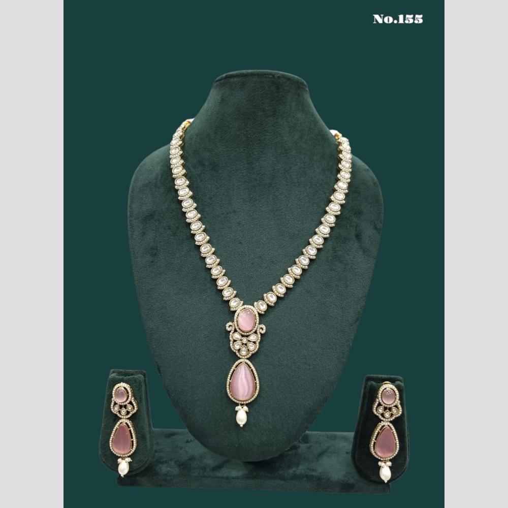 JCM Gold Plated Kundan And Austrain Stone Necklace Set