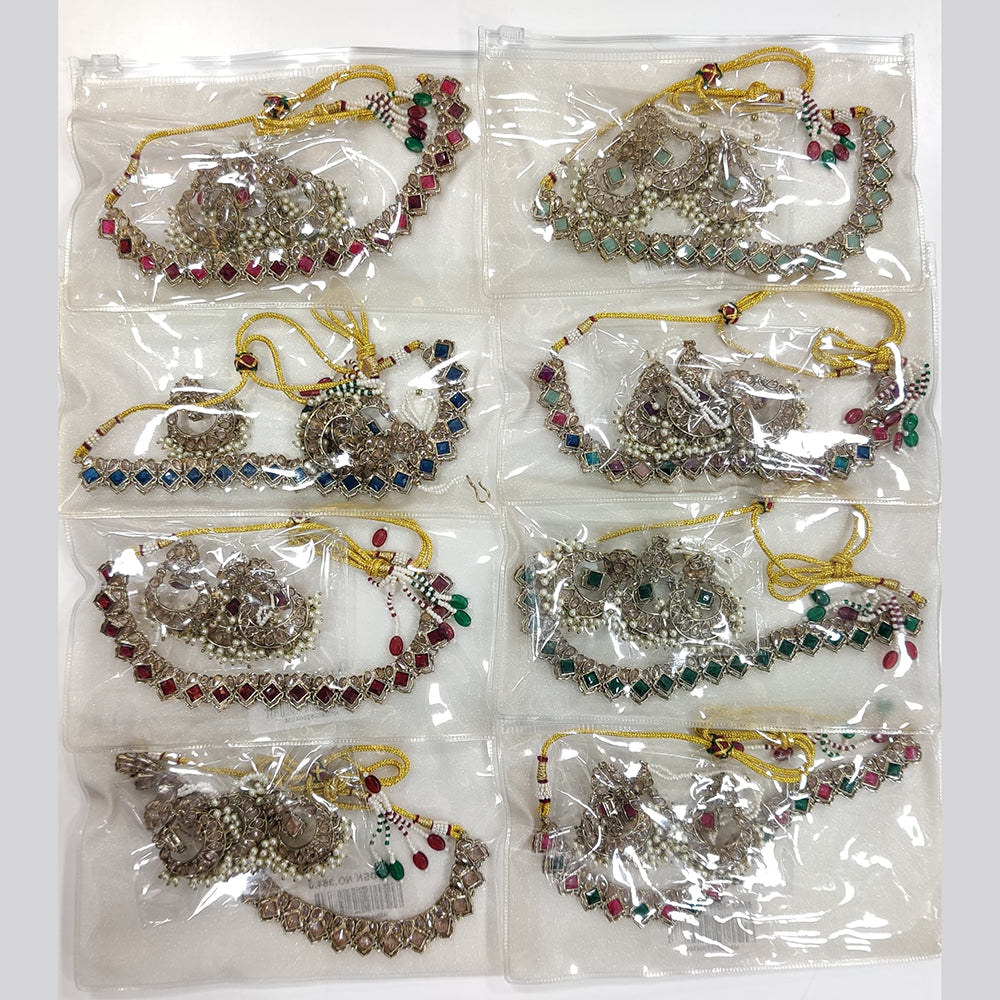 JCM Gold Plated Crystal Stone And Pearl Necklace Set