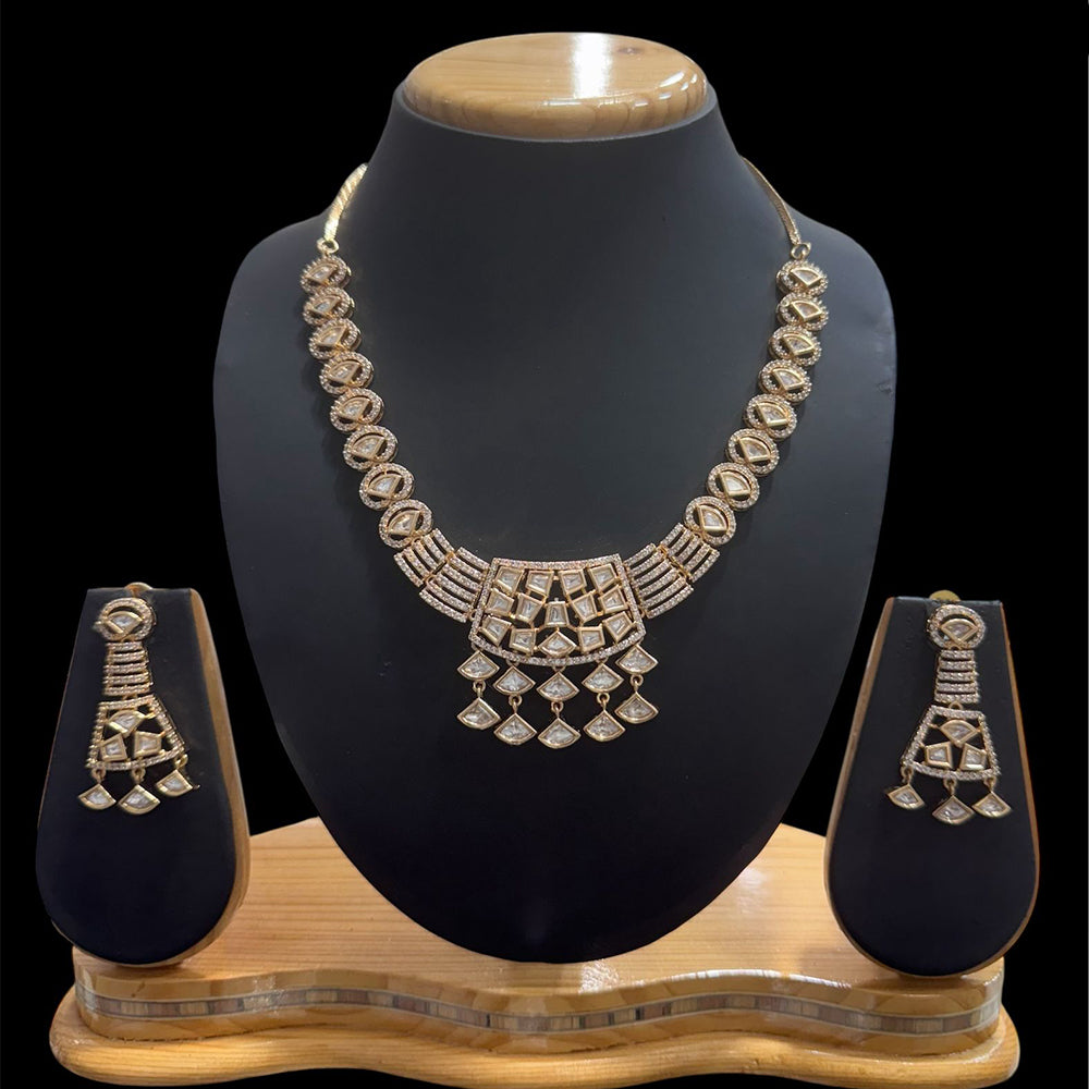 JCM Gold Plated Polki Kundan Necklace Set