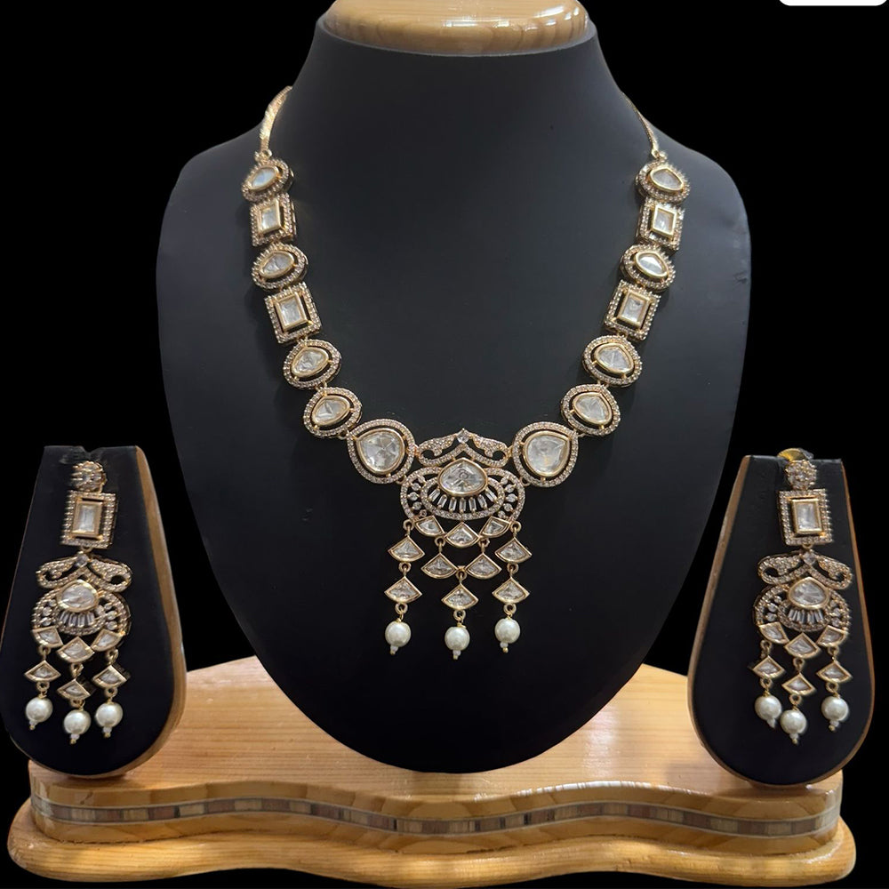 JCM Gold Plated Polki Kundan Necklace Set
