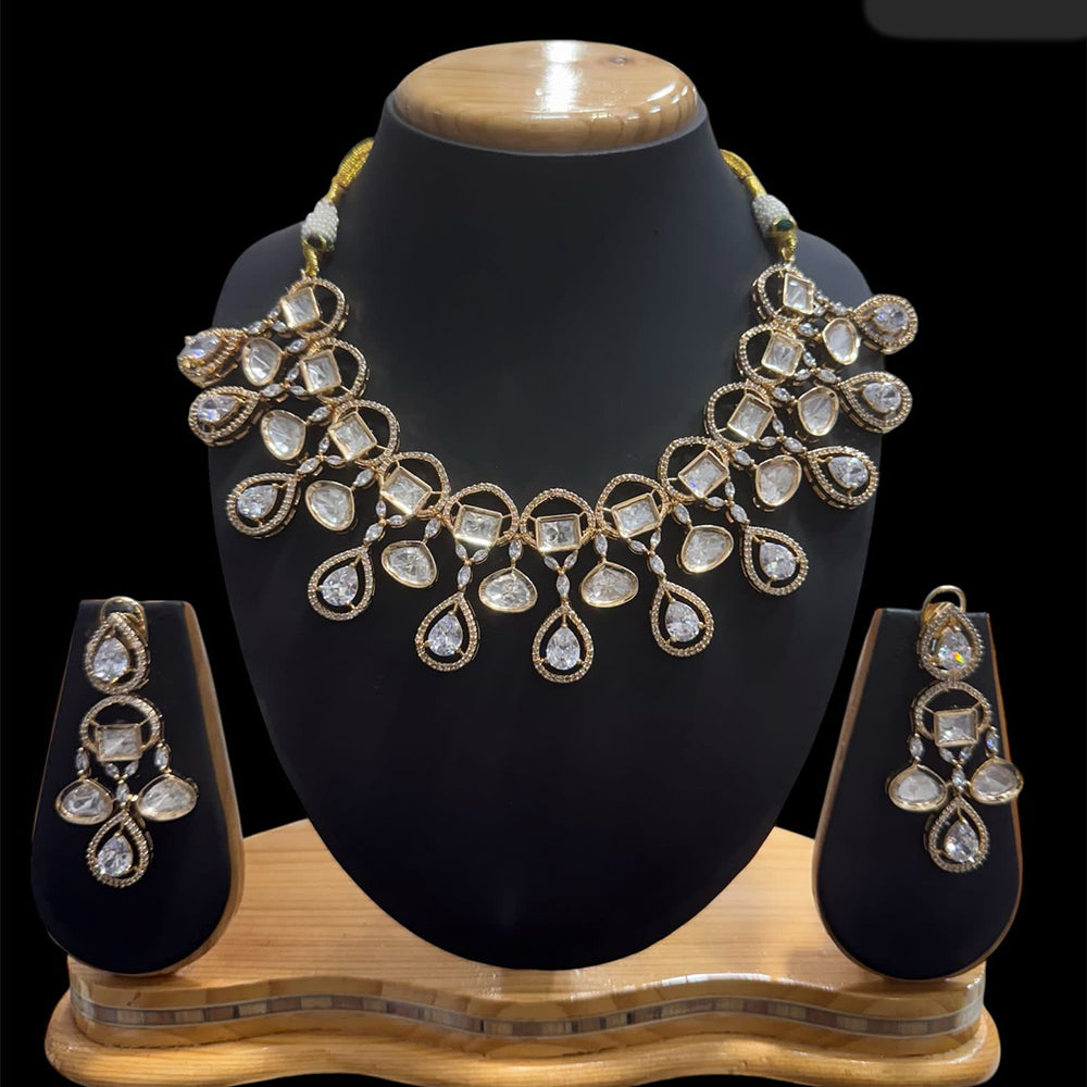 JCM Gold Plated Polki Kundan Necklace Set