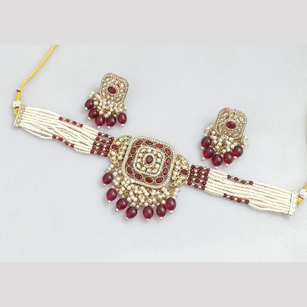 JCM Gold Plated Pota Stone And Beads Necklace Set