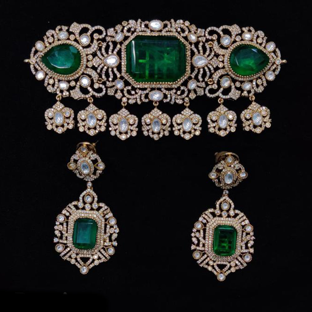 JCM Gold Plated Polki Kundan Necklace Set