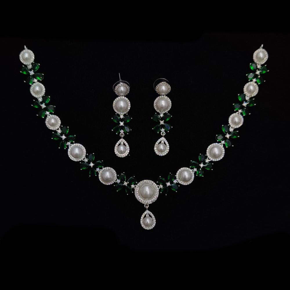 JCM American Diamond And Pearls Necklace Set