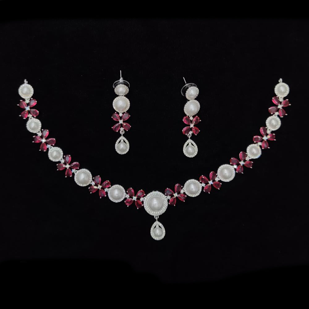JCM American Diamond And Pearls Necklace Set