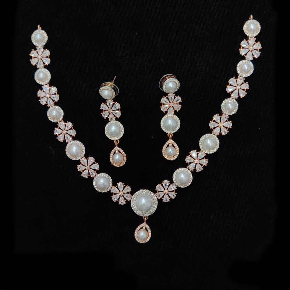 JCM American Diamond And Pearls Necklace Set