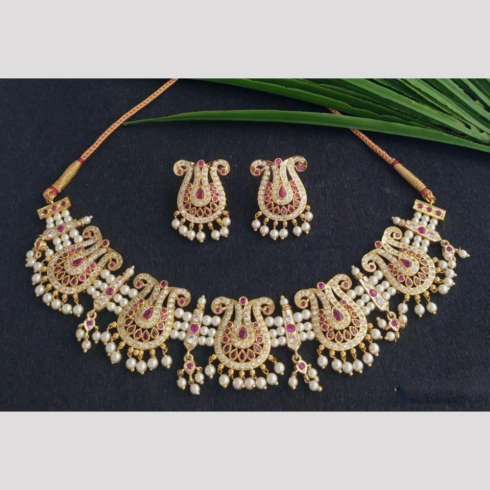 JCM Gold Plated Pota Stone And Austrian Stone Necklace Set