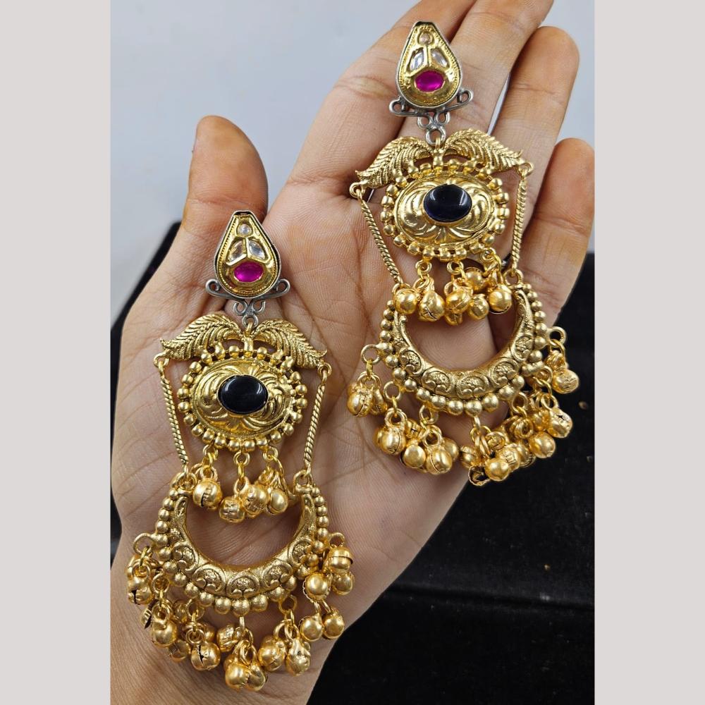 JCM Gold Plated Pota Stone Dangler Earrings