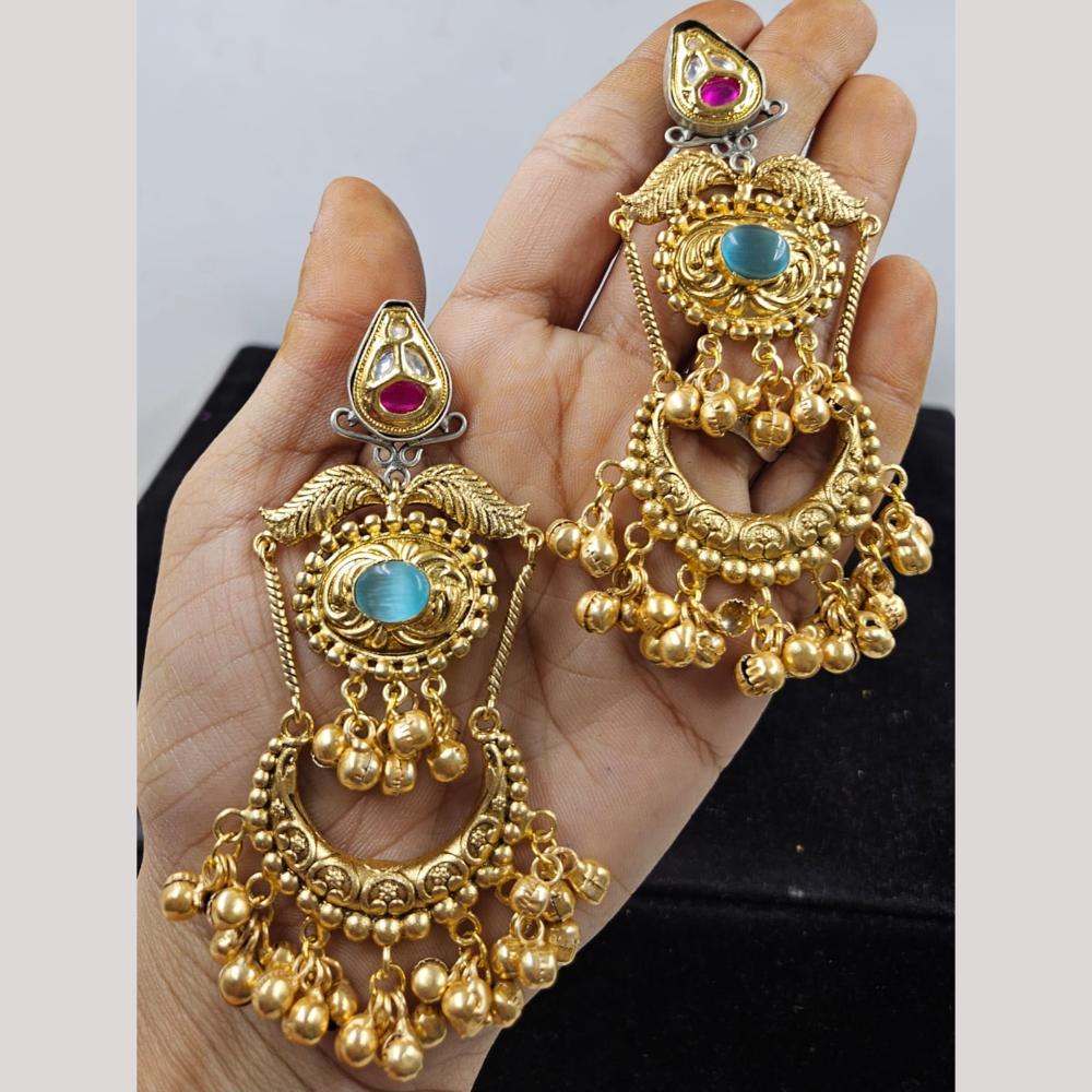 JCM Gold Plated Pota Stone Dangler Earrings