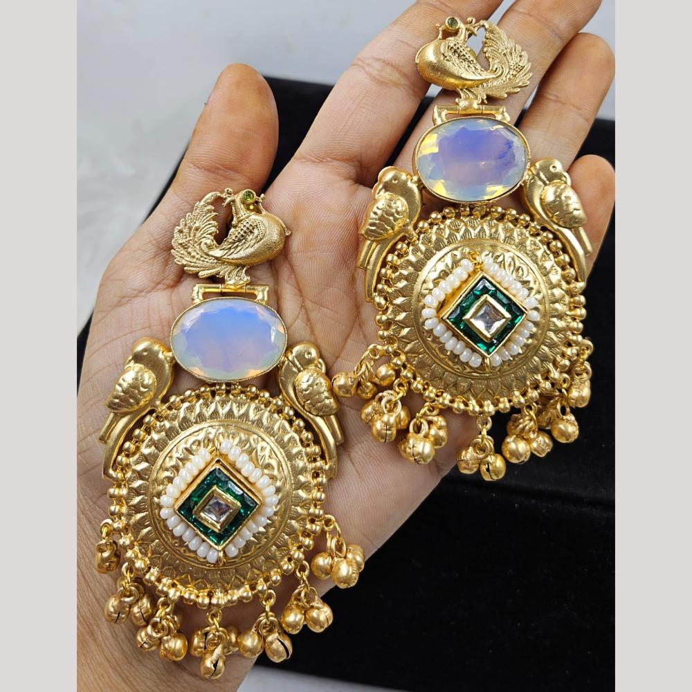 JCM Gold Plated Pota Stone Dangler Earrings