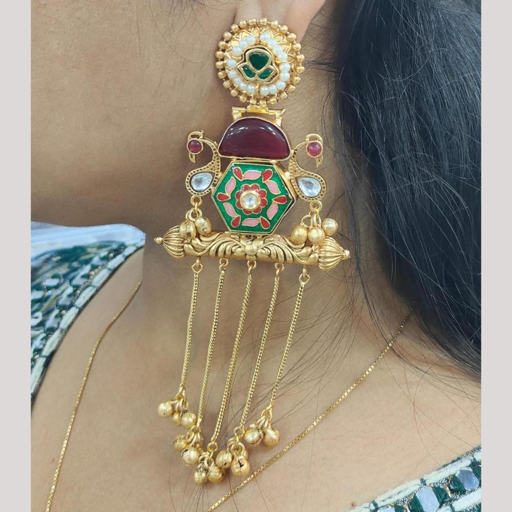 JCM Gold Plated Pota Stone Dangler Earrings