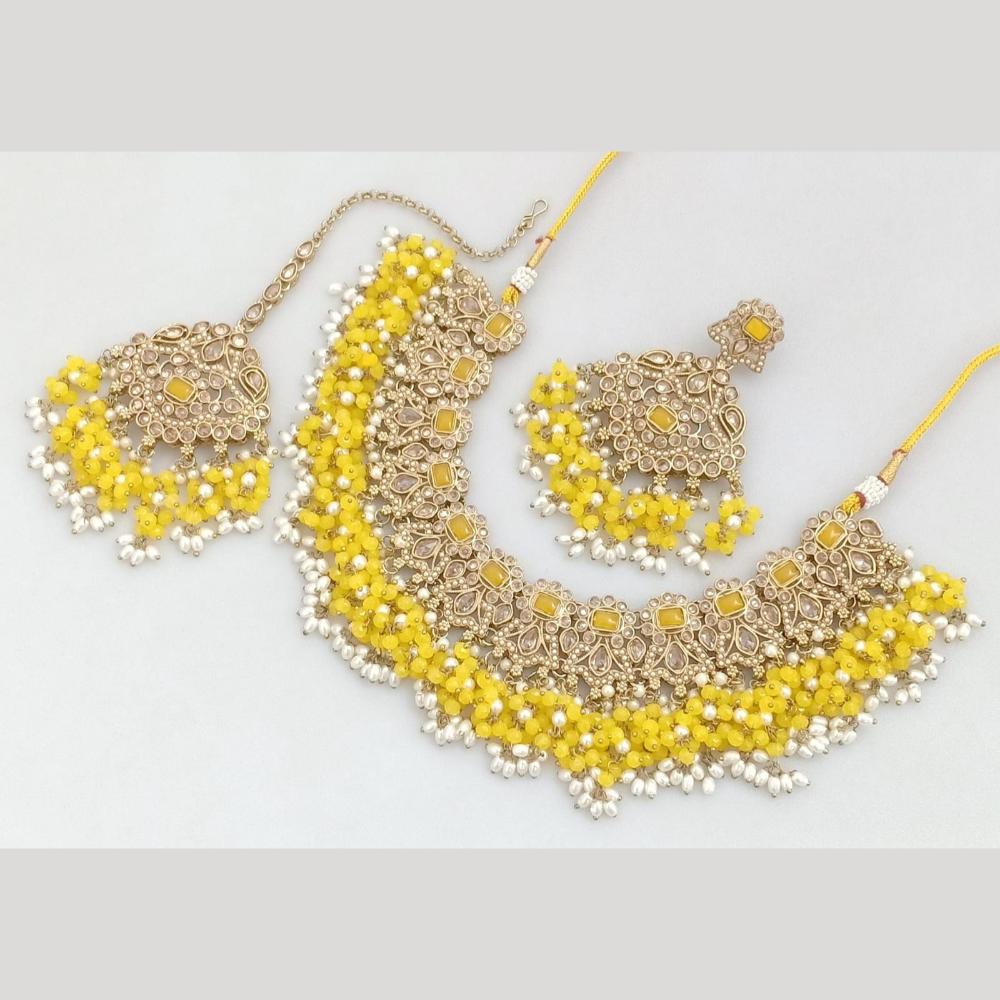 JCM Gold Plated Crystal And Pota Stone Necklace Set