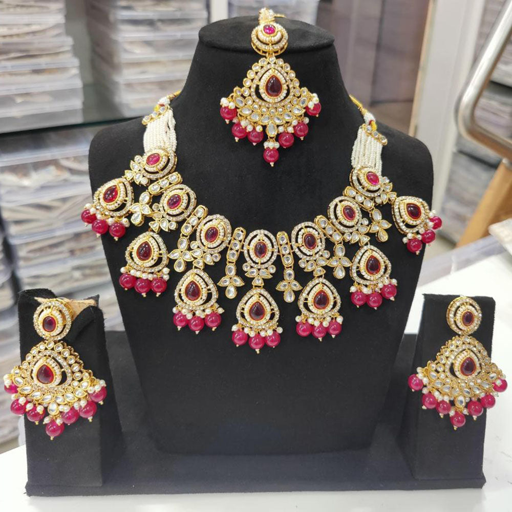 JCM Gold Plated Pota Stone And Beads Necklace Set