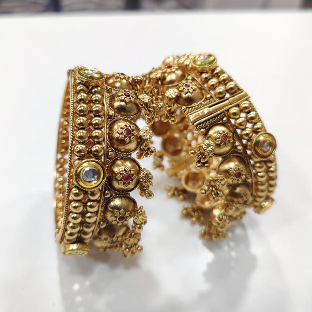 JCM Gold Plated Pota Stone Openable Bangle Set
