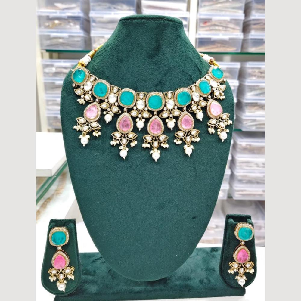 JCM Luxury Pearl And Crystal Stone Ideal for Special Events Necklace Set