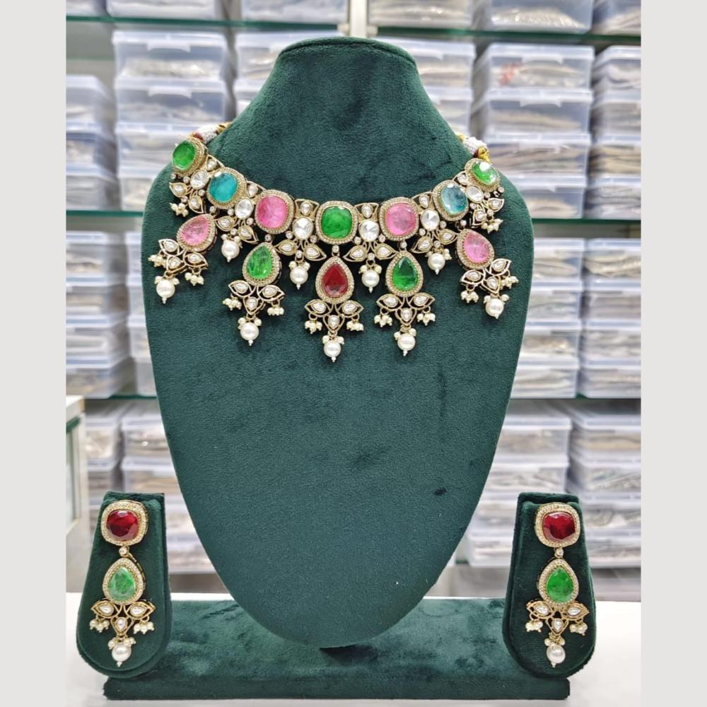 JCM Luxury Pearl And Crystal Stone Ideal for Special Events Necklace Set