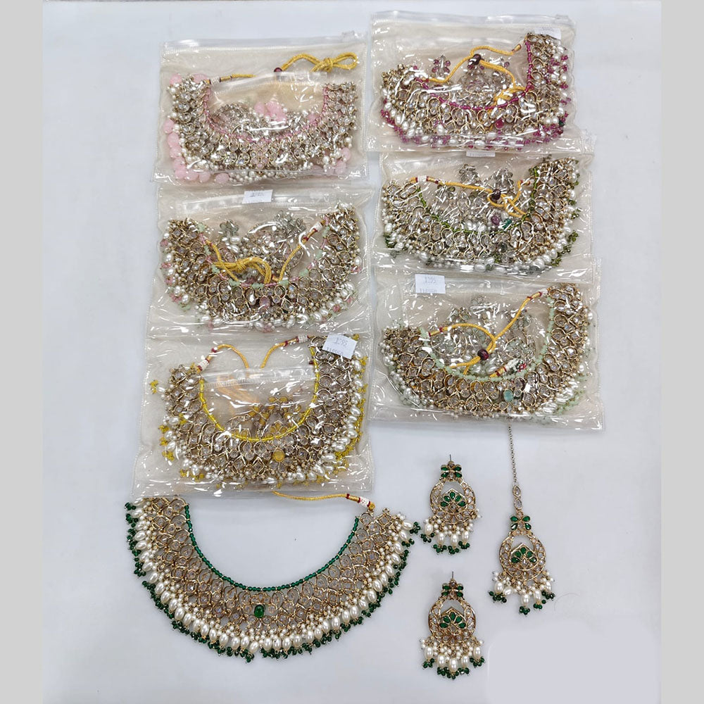 JCM Crystal Stone Preals And Beads Neckles Set